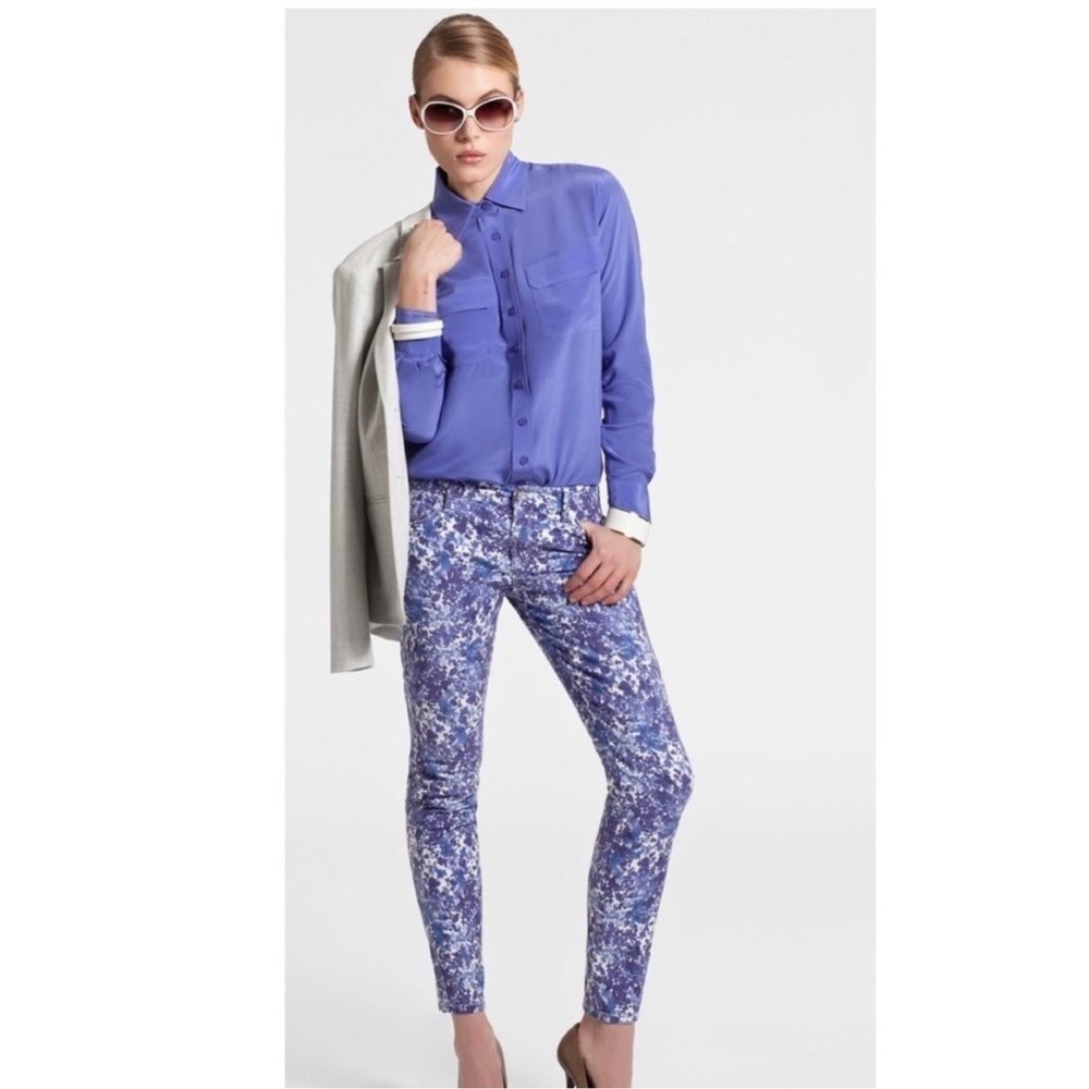 NEW WOMENS GUESS BY MARCIANO CHERIE FLORAL BLUE WHITE FLOWER JEANS PANTS 6 28